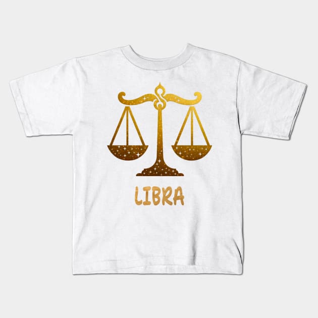 silhouette golden Libra Zodiac Sign Astrology born September October November Birthday Libra Zodiac Horoscope September October November Birthday Kids T-Shirt by First Phenixs